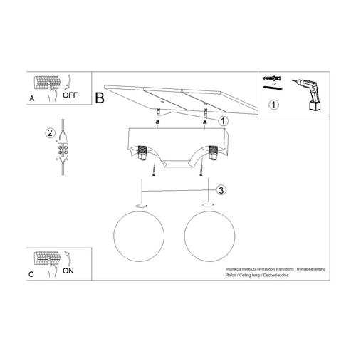 Plafon sufitowy BULBO 2 nowoczesny okrągły drewno szkło do salonu i sypialni SOLLUX