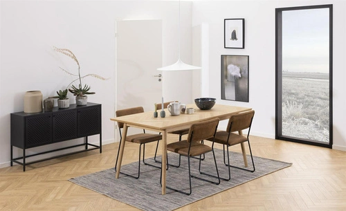 Komoda Newcastle II czarna industrialna metalowa na nóżkach 125 cm do salonu Actona