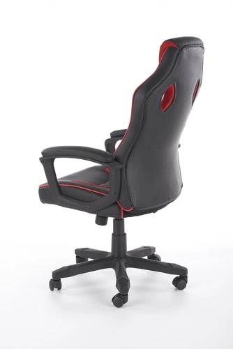 Fotel gamingowy ergonomiczny Fabi Intesi czarno-czerwony skórzany obrotowy do biurka
