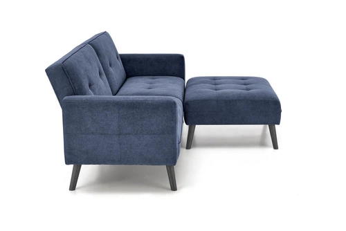 Sofa narożna z funkcją spania Gyda niebieska rozkładana loftowa do salonu Intesi