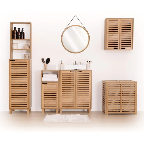 Szafka łazienkowa stojąca pod umywalkę Sicela z drewna bambusowego naturalna boho 60 cm 5five