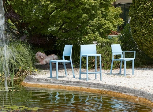 Hoker Kate niebieski nowoczesny 65 cm z oparciem do kuchni i ogrodu SCAB Design