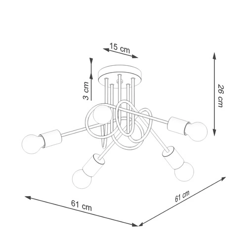 Żyrandol EMBER 5 czarny drewniany nowoczesny do salonu i jadalni SOLLUX LIGHTING