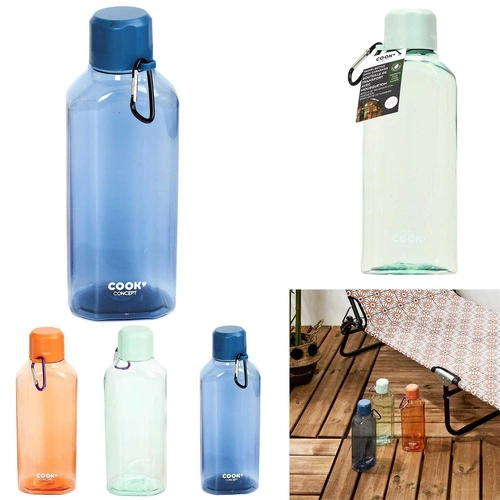Butelka na wodę Intesi z karabińczykiem 700 ml, plastikowa, na rower i outdoor, pomarańczowa