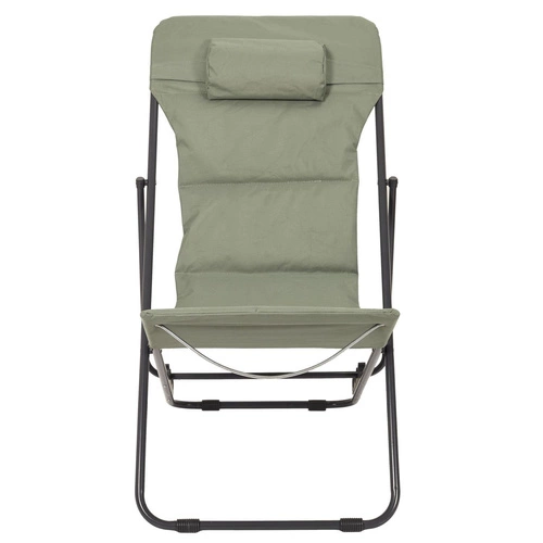 Leżak ogrodowy Grue khaki składany z regulacją oparcia metalowy nowoczesny na plażę Ventos