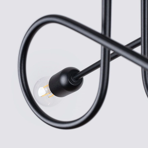 Żyrandol LOOP 2 czarny minimalistyczny do salonu i sypialni metalowy SOLLUX LIGHTING