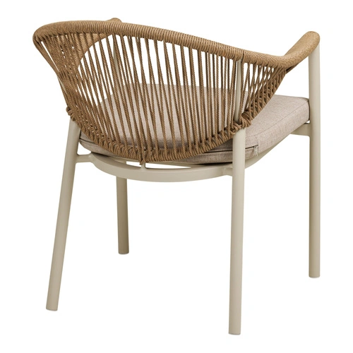 Krzesło Abela boho do jadalni i na taras z poduszką piaskowe