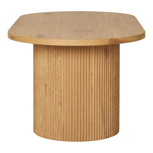 Stolik kawowy owalny Boavista drewniany skandynawski naturalny do salonu 120x60 cm Intesi
