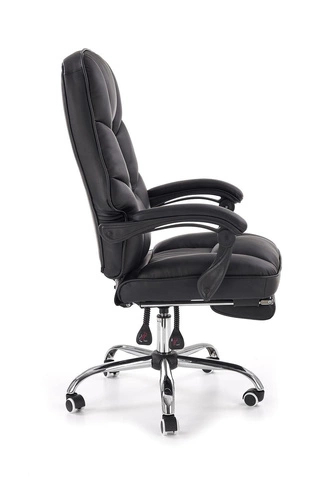 Fotel biurowy ergonomiczny Nalvi czarny z podnóżkiem skórzany obrotowy do biura