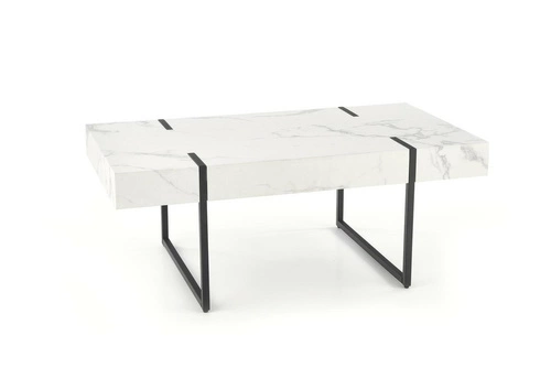 Stolik kawowy Marbella prostokątny biały marmur czarny nowoczesny loft do salonu 110x60 cm