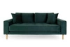 Sofa trzyosobowa welurowa Lido Intesi butelkowa zieleń skandynawska do salonu z podłokietnikami