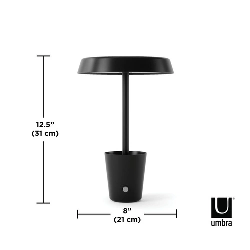 Lampka nocna Cup Smart Umbra czarna nowoczesna LED RGB z bluetooth do sypialni i na biurko