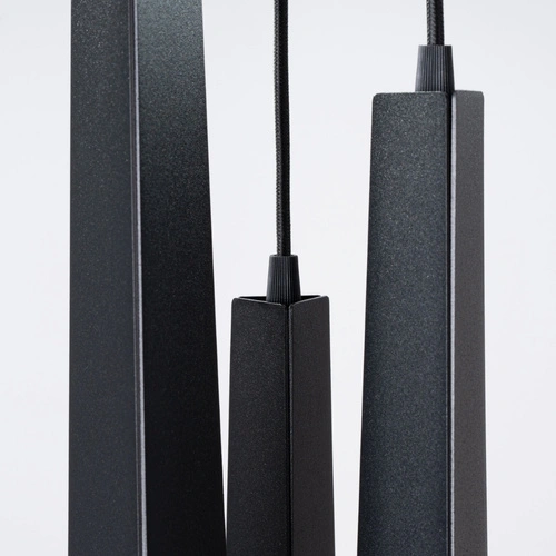 Lampa wisząca PRYSM 3P czarna nowoczesna stalowa 3-punktowa do salonu i nad wyspę