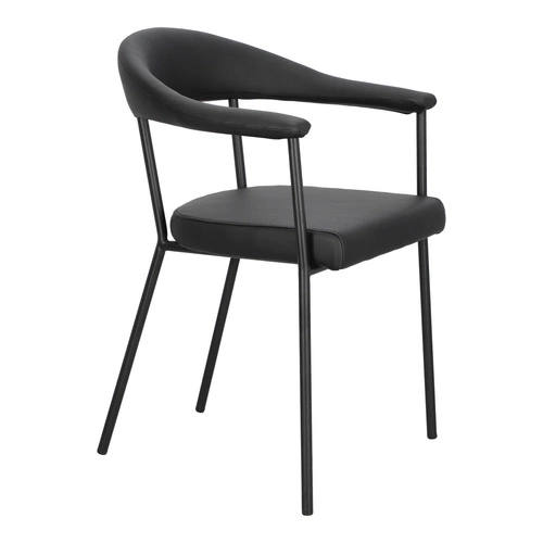 Krzesło tapicerowane Ava Actona do jadalni i salonu czarne ekoskóra z podłokietnikami industrialne