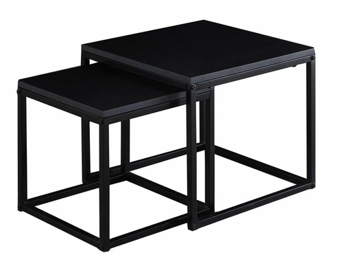 Zestaw 2 nowoczesnych stolików kawowych Davina czarny loftowy kwadratowy do salonu 50x50