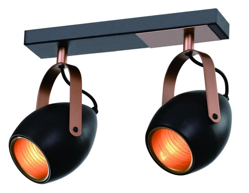 Lampa sufitowa Anica listwa czarny 2x40W  E14 odbłyśnik złoty