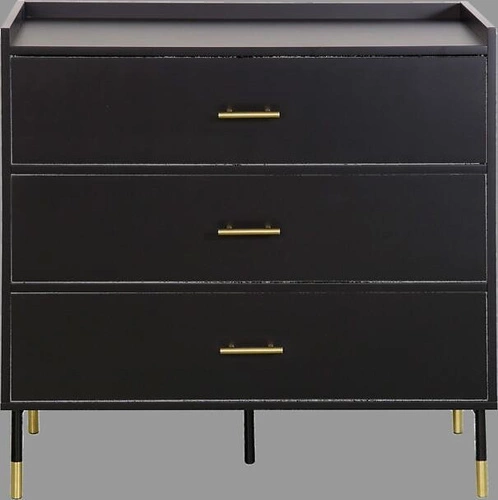 Komoda Tedy czarna glamour z szufladami 80 cm nowoczesna komoda do salonu lub sypialni