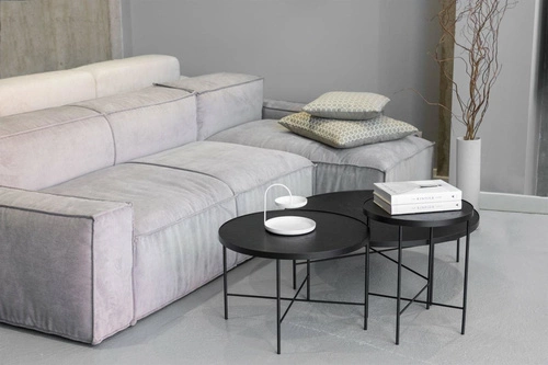 Stolik kawowy okrągły Tre 90 cm czarny dębowy nowoczesny do salonu NORDIFRA