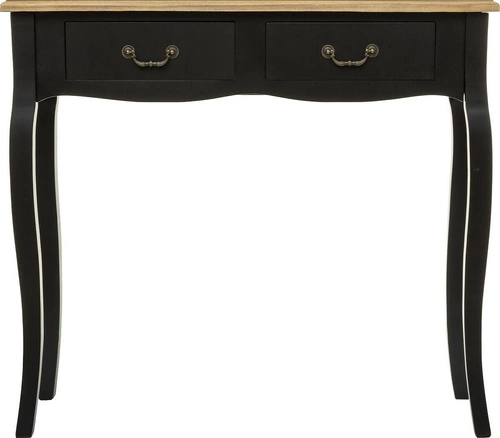 Chrysa czarna konsola z szufladami z naturalnym blatem do przedpokoju i salonu Atmosphera