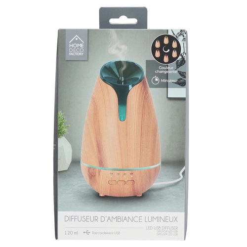 Dyfuzor zapachowy Bruna USB 120 ml naturalny z oświetleniem LED do domu Intesi