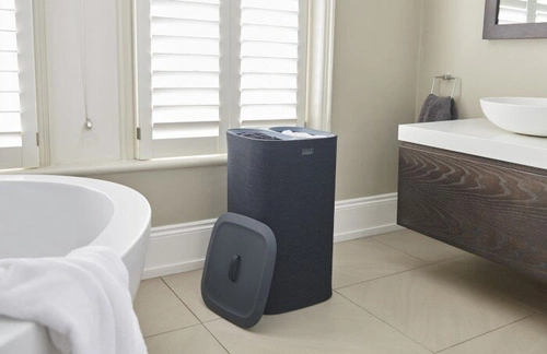 Joseph Joseph Tota nowoczesny kosz na pranie 60l dwukomorowy z pokrywą do łazienki czarny