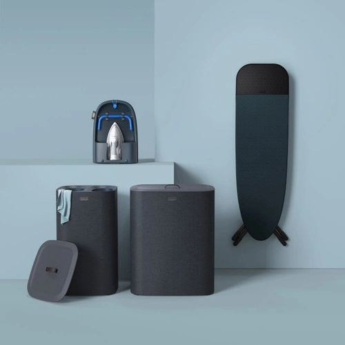 Joseph Joseph Tota nowoczesny kosz na pranie 60l dwukomorowy z pokrywą do łazienki czarny