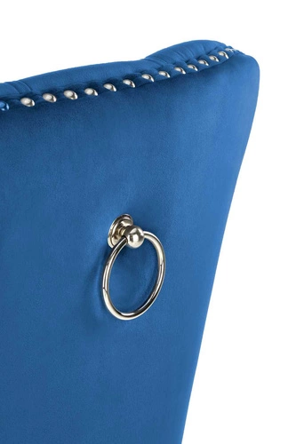 Krzesło do jadalni Charlotte Intesi tapicerowane welur granatowe z drewnianymi nogami glamour