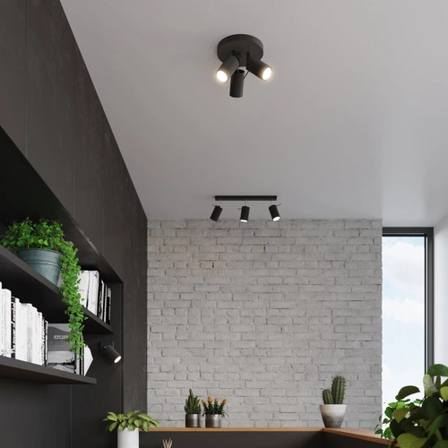 Plafon sufitowy czarny RING 3P nowoczesny metalowy do salonu kuchni lub sypialni