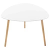 Stolik kawowy owalny Mileo M biały skandynawski z dębowymi nogami do salonu Atmosphera
