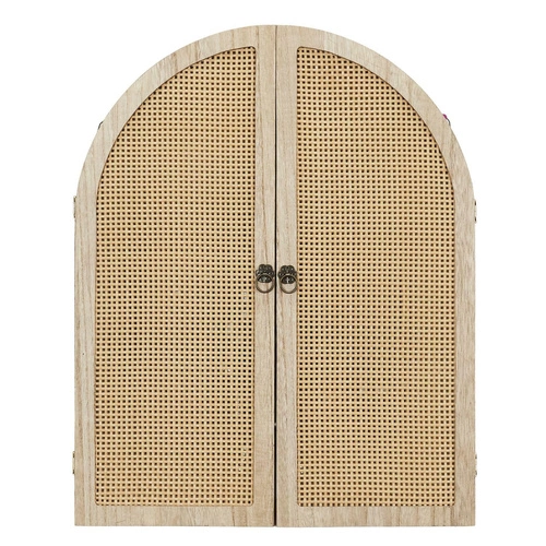 Lustro wiszące Bali otwierane boho w drewnianej ramie do przedpokoju i sypialni Intesi