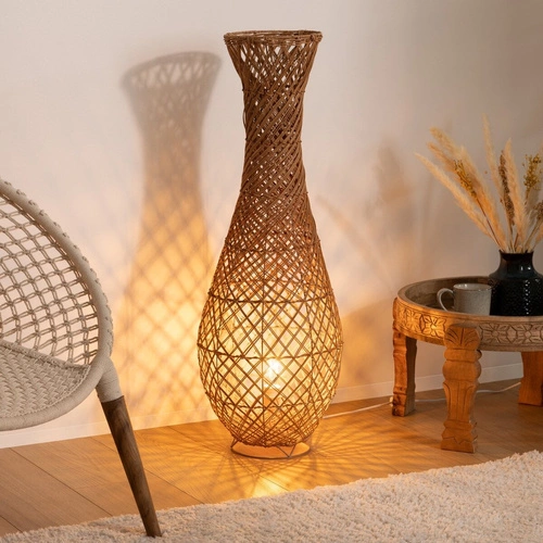 Lampa stojąca do salonu boho Eloise rattan naturalny Atmosphera – nowoczesna lampa podłogowa