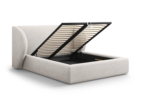 Łóżko do sypialni Miley II szare tapicerowane z pojemnikiem 160x200 nowoczesne glamour