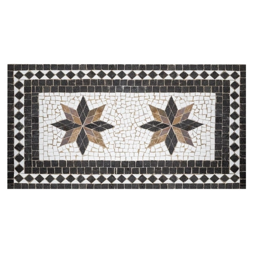 Stół do jadalni Kipos nowoczesny prostokątny z mozaiką i czarnymi nogami Atmosphera 160x90