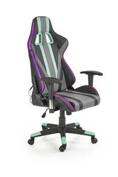 Fotel gamingowy ergonomiczny Space szary fioletowy obrotowy z regulacją do biurka Intesi