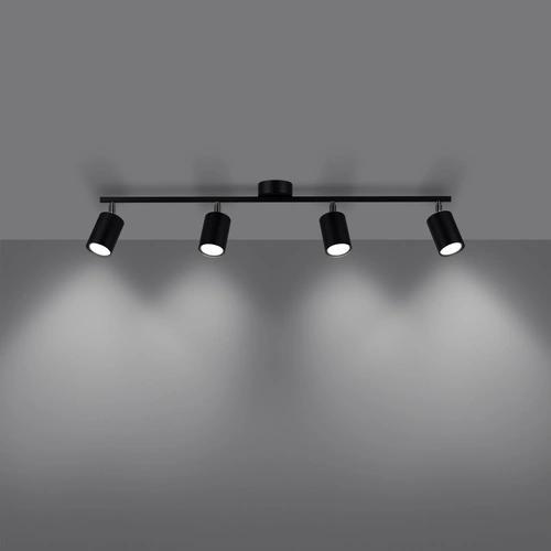 Plafon sufitowy LEMMI 4L czarny nowoczesny metalowy z regulacją do salonu lub jadalni