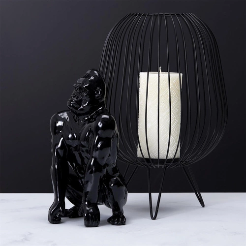 Figurka dekoracyjna Goryl czarna Intesi nowoczesna do salonu na komodę lub prezent 24 cm