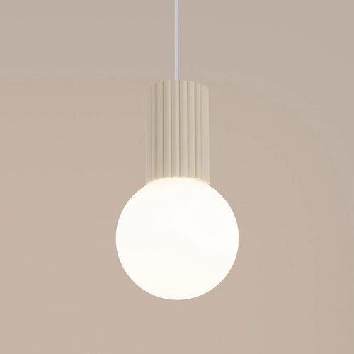 Lampa wisząca HALO 1 beżowa kula szklana nowoczesna do salonu i sypialni 120 cm