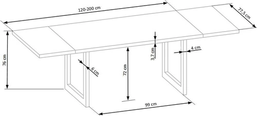 Stół do jadalni Radus 120x78 cm nowoczesny dąb lity z czarnymi nogami loft Intesi