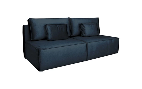 Sofa rozkładana Toro z funkcją spania i pojemnikiem granatowa do salonu 2-osobowa