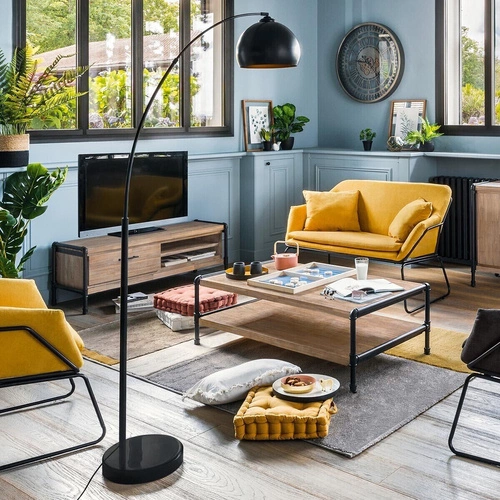 Lampa podłogowa Hyto łukowa czarna nowoczesna metalowa do salonu Atmosphera 177 cm