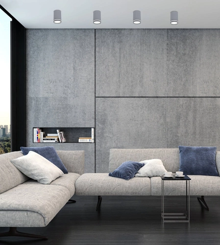 Nowoczesna lampa sufitowa Tuba szara do salonu, kuchni lub sypialni, pojedyncza 