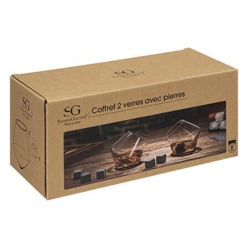 Zestaw degustacyjny Swingy szklanki do whisky z kamieniami chłodzącymi 300 ml prezent