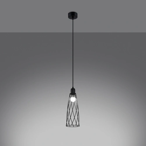 Lampa sufitowa wisząca SUBA 1 czarna industrialna nad stół do salonu SOLLUX LIGHTING