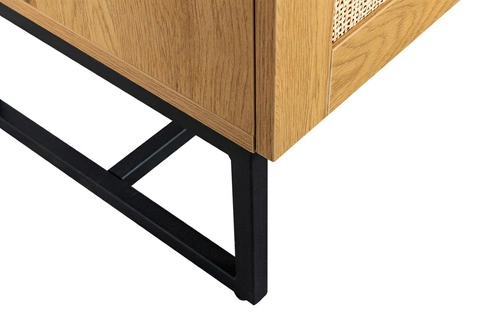 Komoda Capri 120 cm rattanowa z szafkami na czarnych nogach do salonu nowoczesna boho