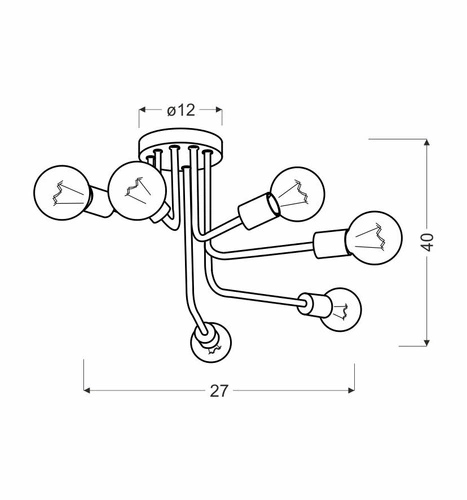 Lampa wisząca Spill czarna 6-punktowa nowoczesna do salonu i jadalni CANDELLUX