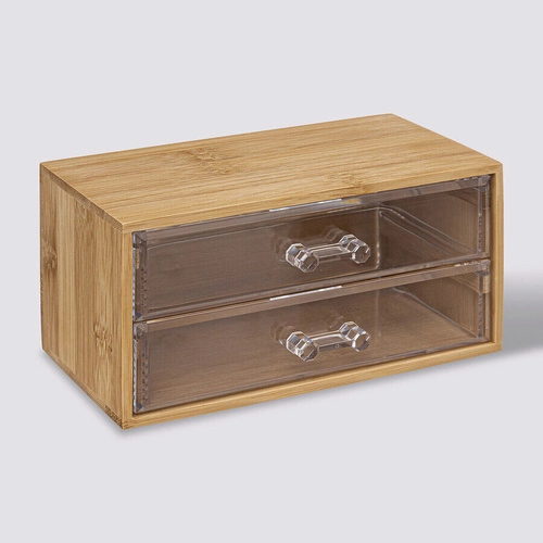 5five simply smart organizer na biżuterię do szuflady bambusowy z 2 transparentnymi szufladami