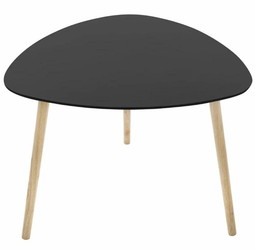 Stolik kawowy Mileo M czarny skandynawski do salonu z drewnianymi nogami 60x60 cm Atmosphera