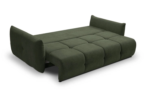 Sofa rozkładana Bode 3 osobowa z funkcją spania i pojemnikiem zielona do salonu