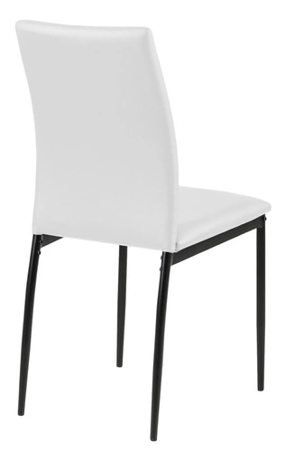Krzesło do jadalni Demina Actona tapicerowane ekoskóra białe nowoczesne na czarnych nogach