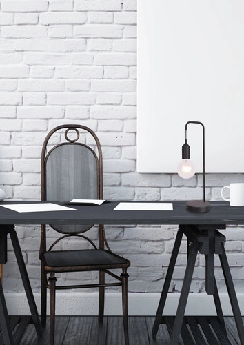 Industrialna lampka nocna Laren czarna metalowa do sypialni i na biurko Ledea 46 cm